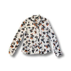 NWOT Derek Lam 10 Crosby Floating Floral Ruffled Button-up Blouse